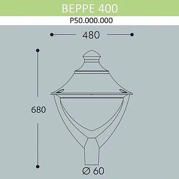 Уличный фонарь на столб FUMAGALLI BEPPE P50.000.000.LYR1R, Серый и Опал (молочный), с лампой 1500Lm, 3000К