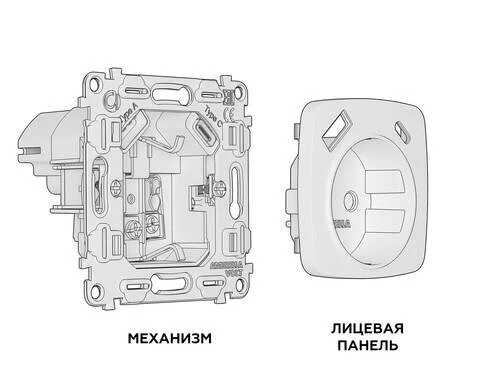 Комплект механизма электрической розетки OMEGA Графит мягкое касание 2USB A+C 20W (быстрая зарядка) с/з QUANT (OP9100, VM160) (Ambrella Volt, MO910010) - Amppa.ru