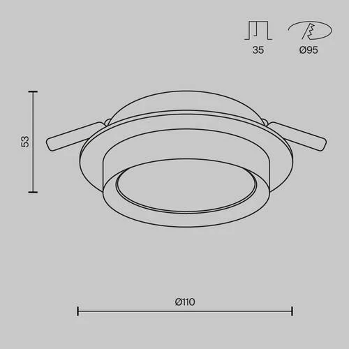 Встраиваемый светильник Downlight Hoop, 1xGX53 Черный с Золотом (Maytoni Technical, DL086-GX53-RD-BG) - Amppa.ru