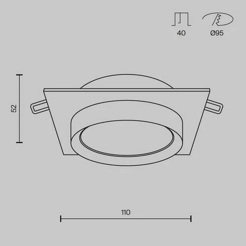 Встраиваемый светильник Downlight Hoop, 1xGX53 Черно-белый (Maytoni Technical, DL086-GX53-SQ-BW) - Amppa.ru