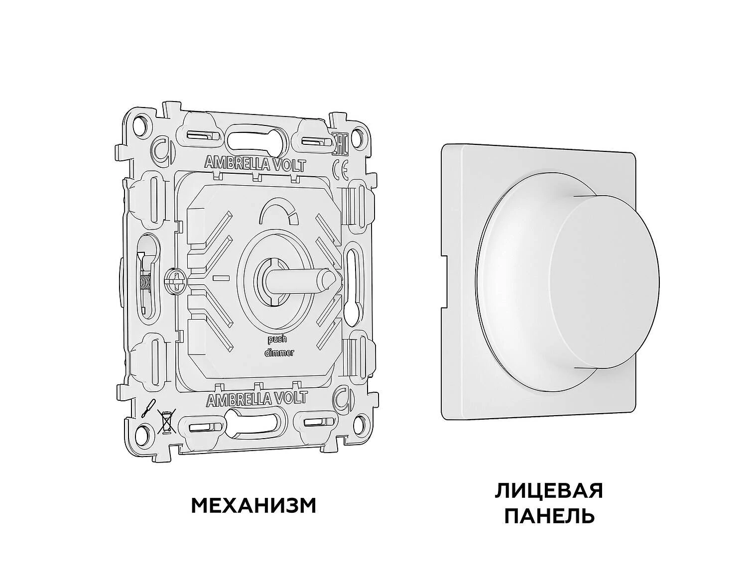 Комплект механизма светорегулятора универсального ALFA Графит мягкое касание 25-600W/LED 5-300W QUANT (AP9055, VM136) (Ambrella Volt, MA905510) - Amppa.ru