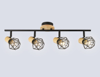 Настенно-потолочный спот в стиле лофт TR8754/4 BK/WD черный/дерево IP20 E27/4 615*115*200 (Ambrella Light, TR8754)